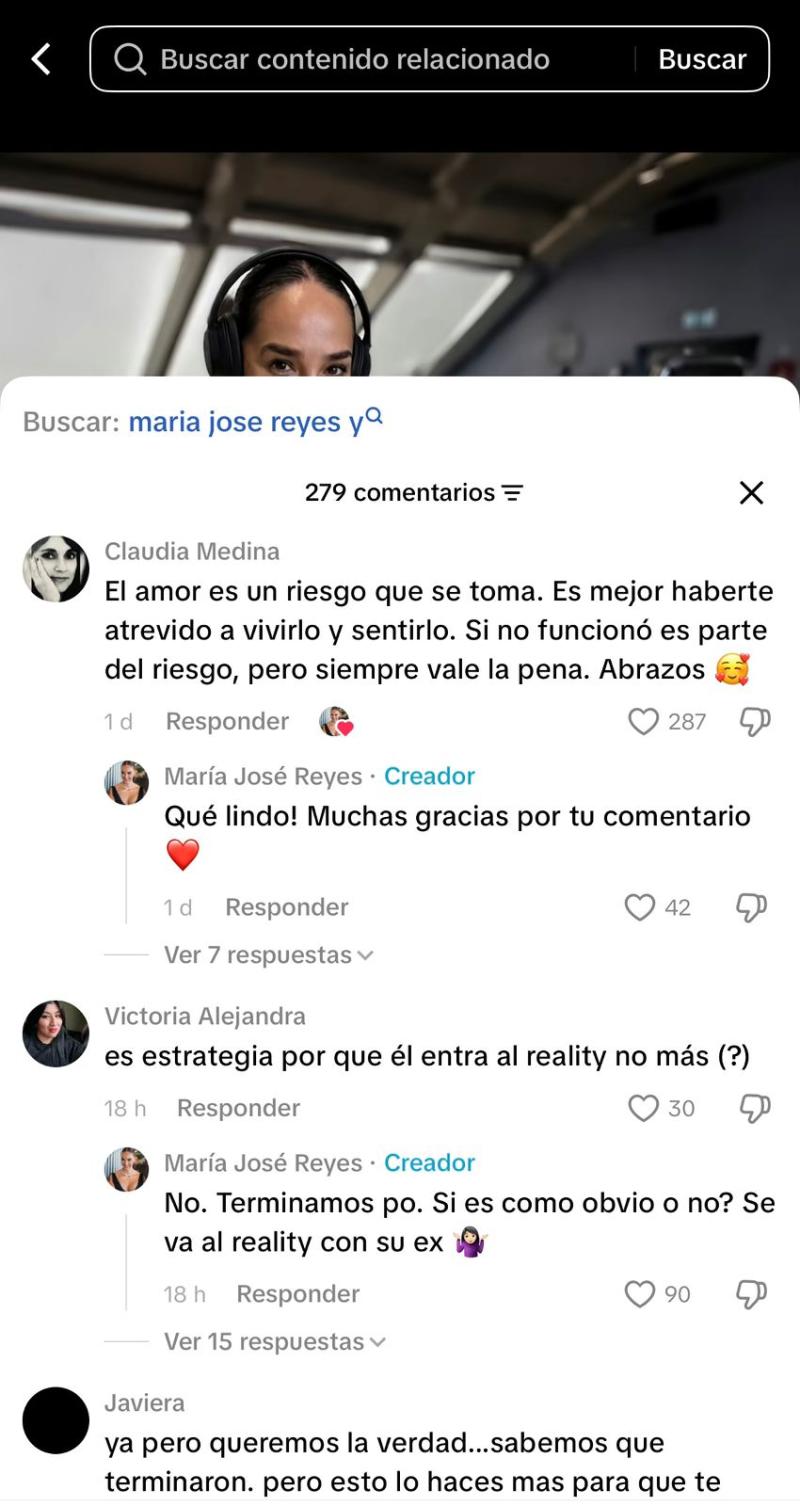 Reacciones a publicación de María José Reyes | Instagram