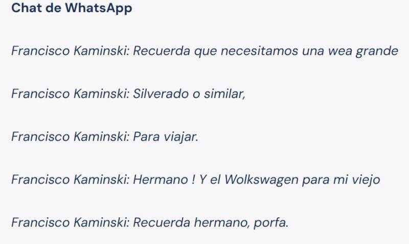 Chats filtrados entre Francisco Kaminski y el "el rey David" | T13