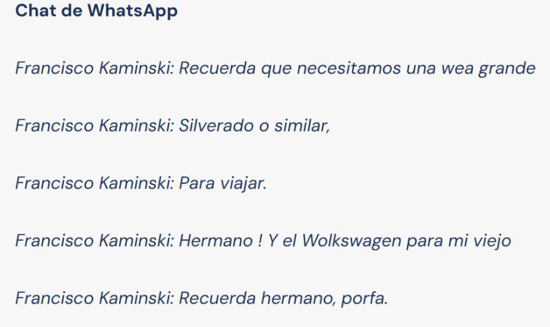 Chats filtrados entre Francisco Kaminski y el "el rey David" | T13