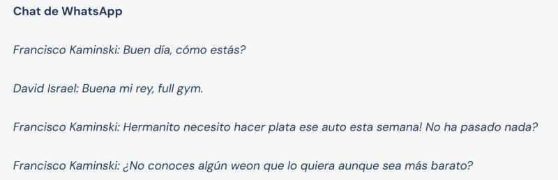 Chats filtrados entre Francisco Kaminski y el "el rey David" | T13