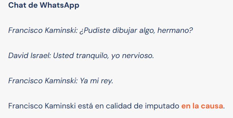 Chats filtrados entre Francisco Kaminski y el "el rey David" | T13