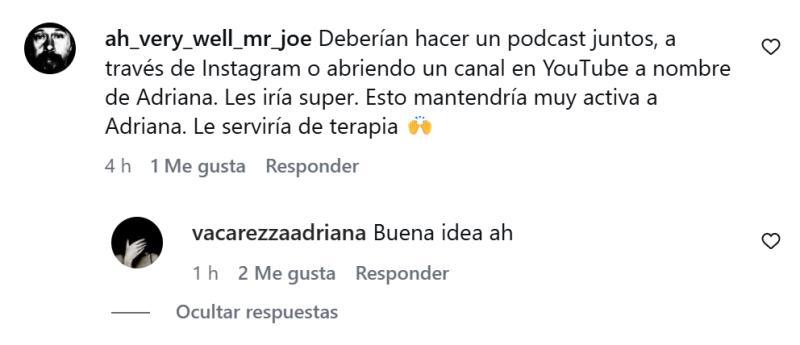 Comentario en post de Adriana Vacarezza y su hijo | Instagram