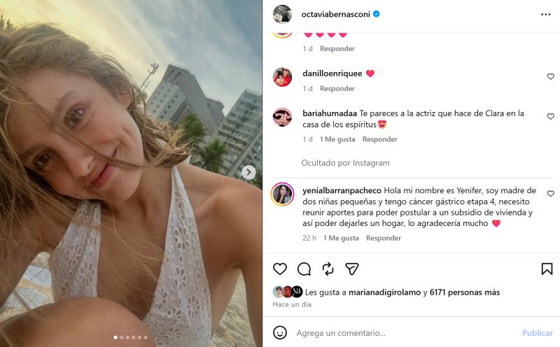 Publicación de Octavia Bernasconi con un vestido blanco | Instagram