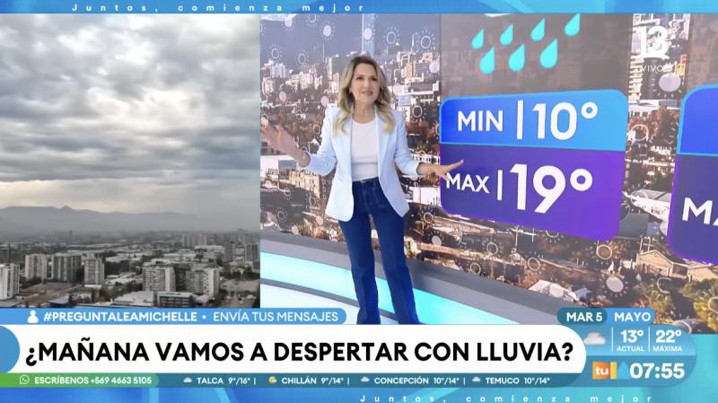 Michelle Adam explica a qué hora llegan las lluvias a Santiago.