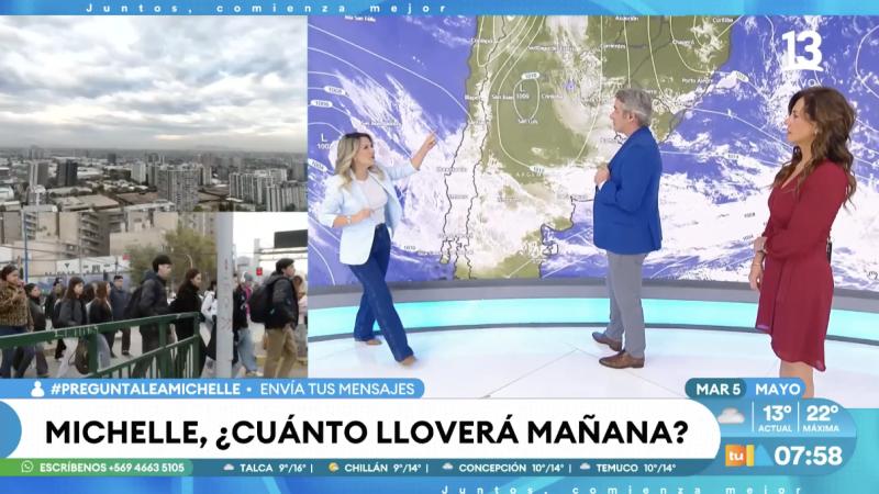 Michelle Adam explica a qué hora llegan las lluvias a Santiago.