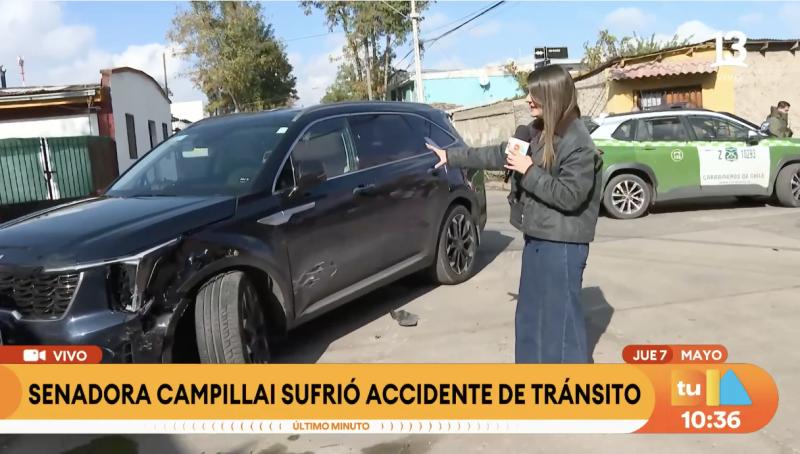 Senadora Campillai sufre accidente de tránsito.