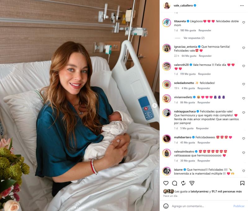 Comentarios por nacimiento de hija de Vale Caballero | Instagram
