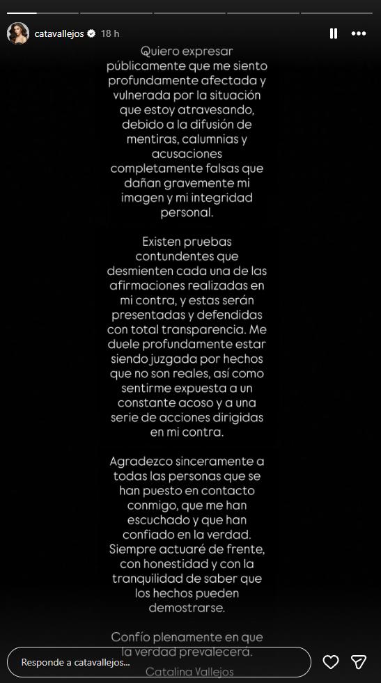 Cata Vallejos se defiende tras polémica con Miss Universo La Reina | Instagram