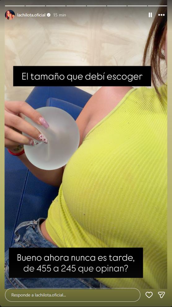 Chilota cambiará el tamaño de su implante mamario | Instagram