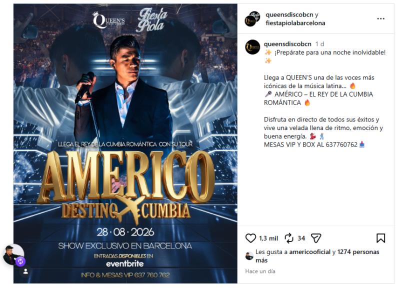Nuevo show de Américo en España | Instagram