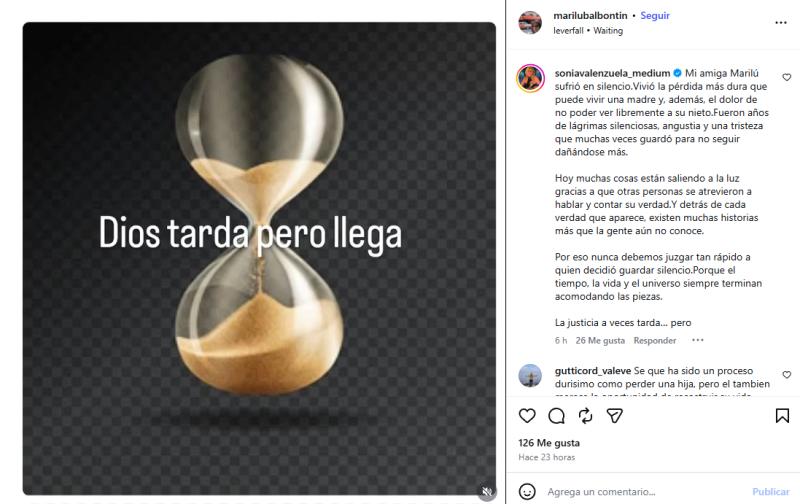 Publicación de la madre de Javiera Suárez | Instagram