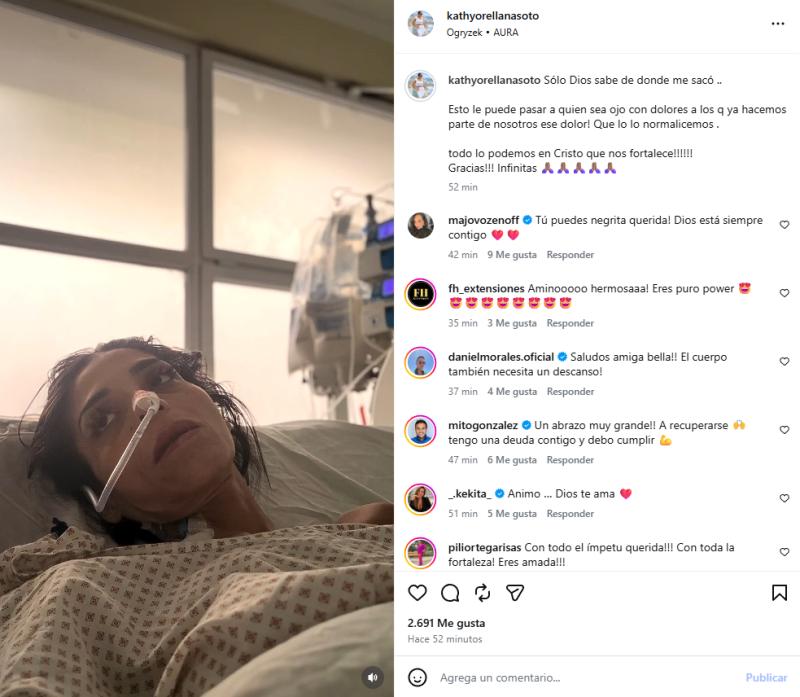 Kathy Orellana se muestra desde el hospital | Instagram