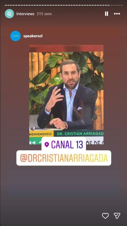 Cristián Arriagada en Canal 13 | Instagram
