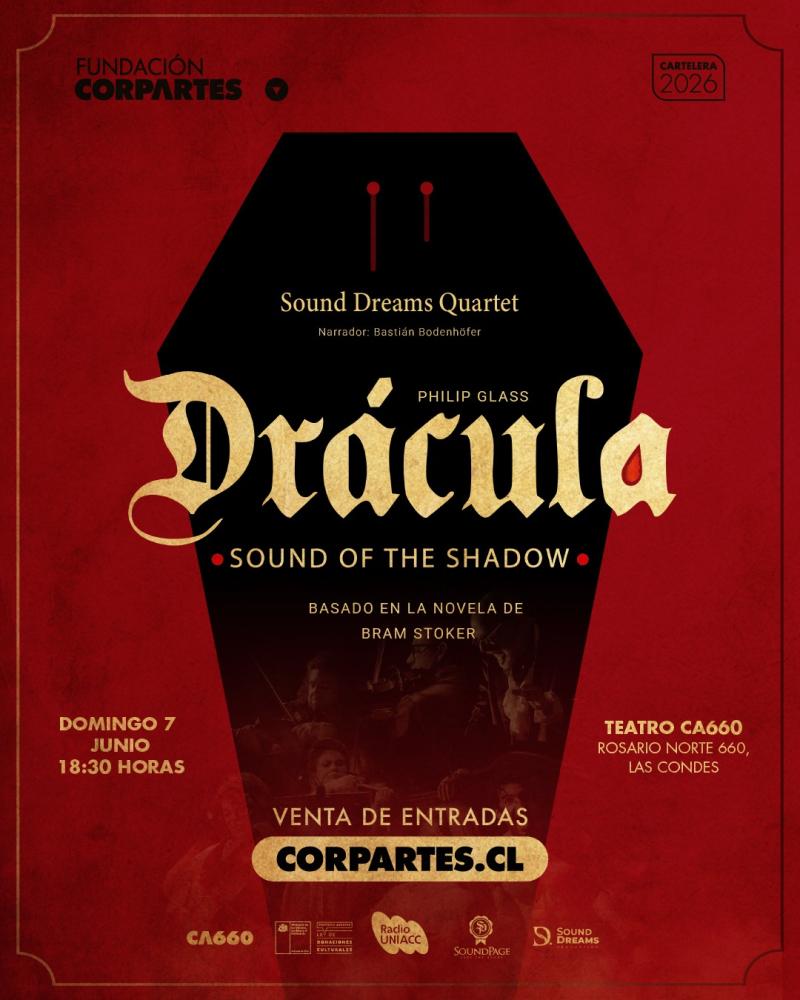 “Drácula, sound of the shadow” llega a Teatro CA660: Una experiencia inmersiva entre literatura gótica y música en vivo.