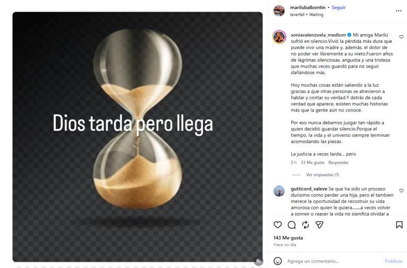 Publicación de mamá de Javiera Suárez | Instagram