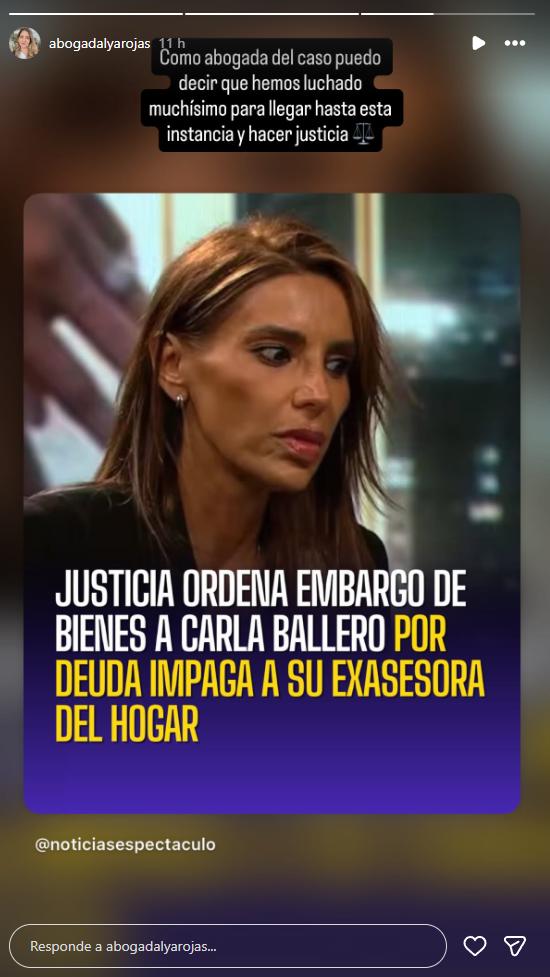 Abogada por resolución contra Carla Ballero | Instagram