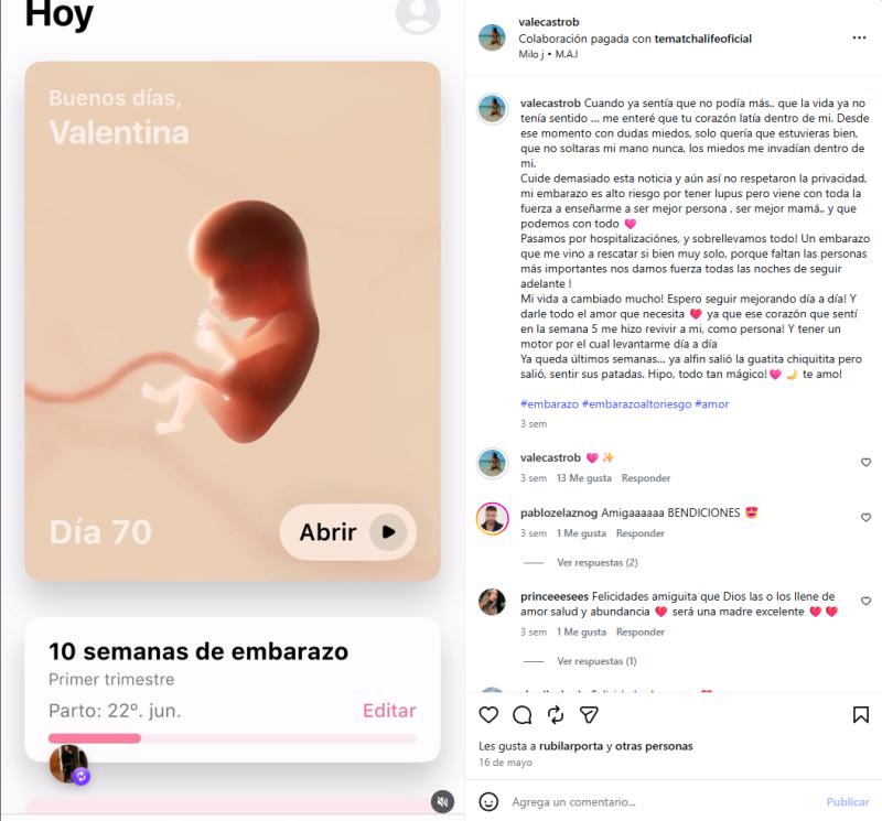 Valentina Castro muestra presunta fecha de parto | Instagram