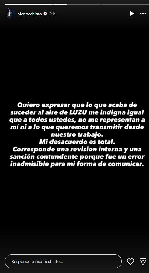 Comunicado de Nicolás Occhiato | Instagram