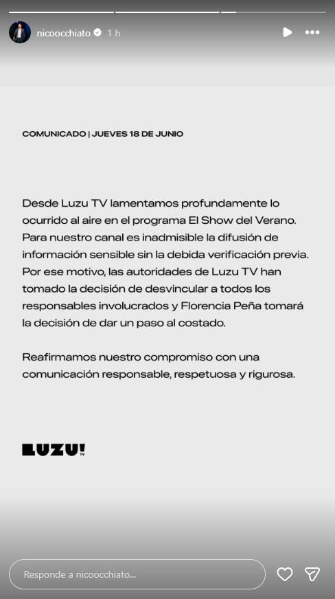 Comunicado de LUZU TV por la fake news sobre el padre de Messi | Instagram