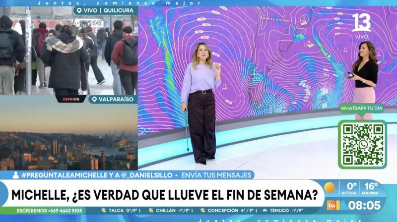 Michelle Adam entrega el informe del tiempo en Tu Día.