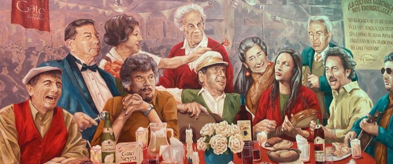 Mural de figuras nacionales en el restaurante El Hoyo. Créditos: X.