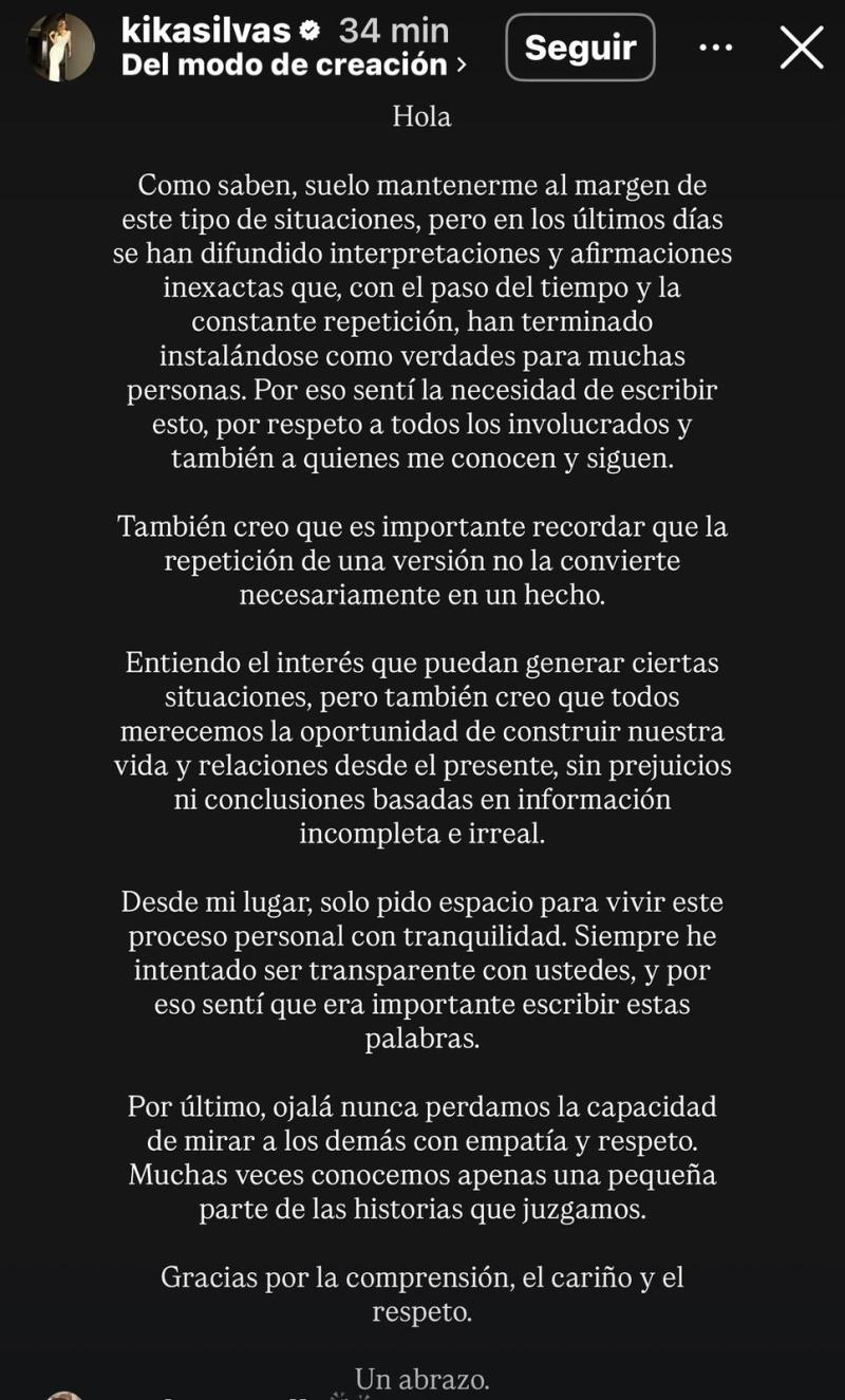 El descargo de Kika Silva en redes sociales