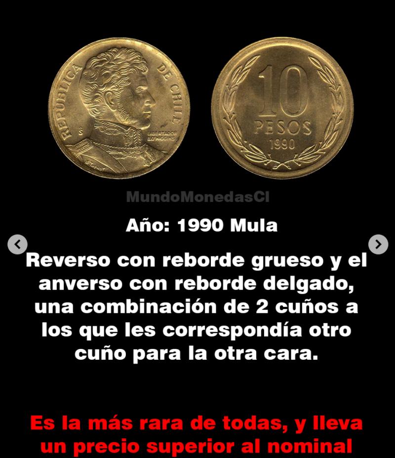 Moneda de 10 pesos que puede costar $50 mil