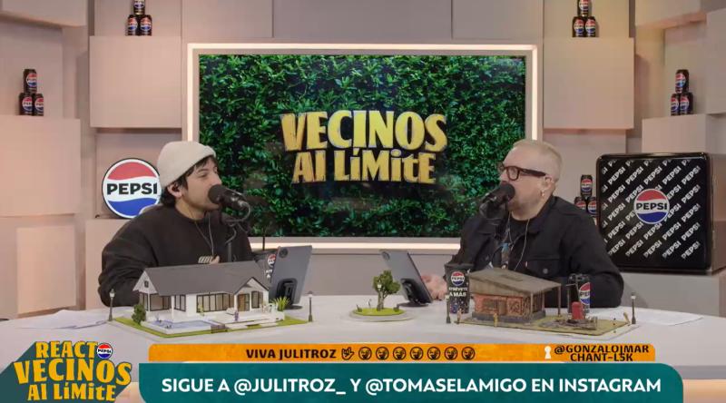 Julitroz y Tomás Leiva en el react de Vecinos al límite