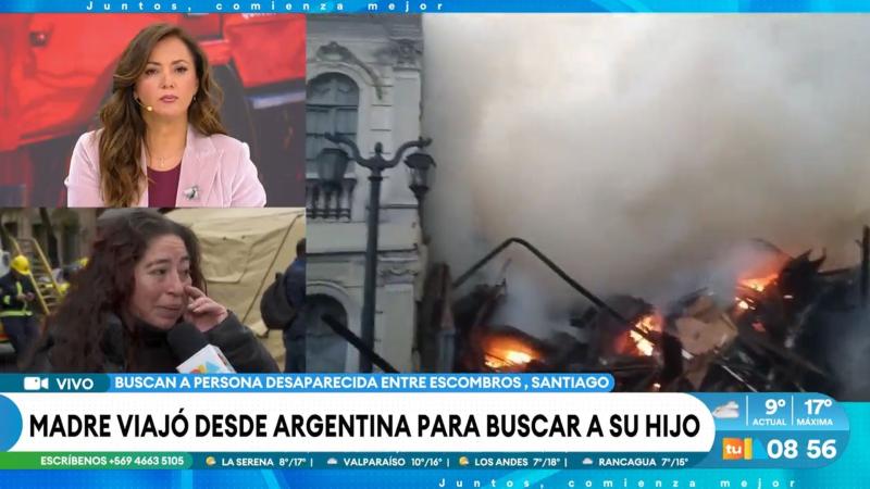 Madre viajó desde Argentina para buscar a hijo fallecido en incendio de Santiago