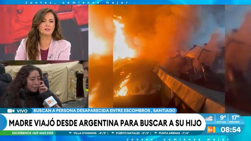 Madre viajó desde Argentina para buscar a hijo fallecido en incendio de Santiago