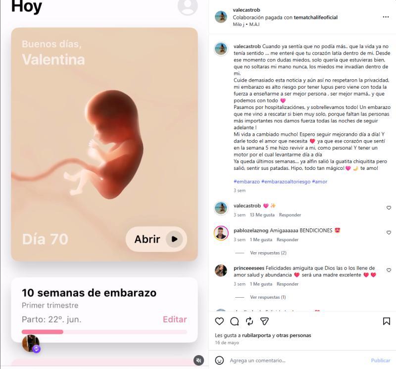 Valentina Castro muestra presunta fecha de parto | Instagram
