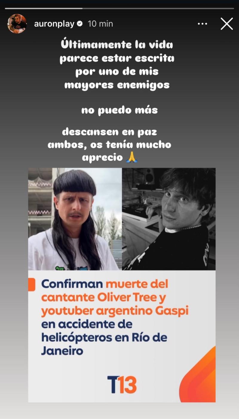 @auronplay - AuronPlay conmueve con sentido mensaje tras muerte de Oliver Tree y Gaspi