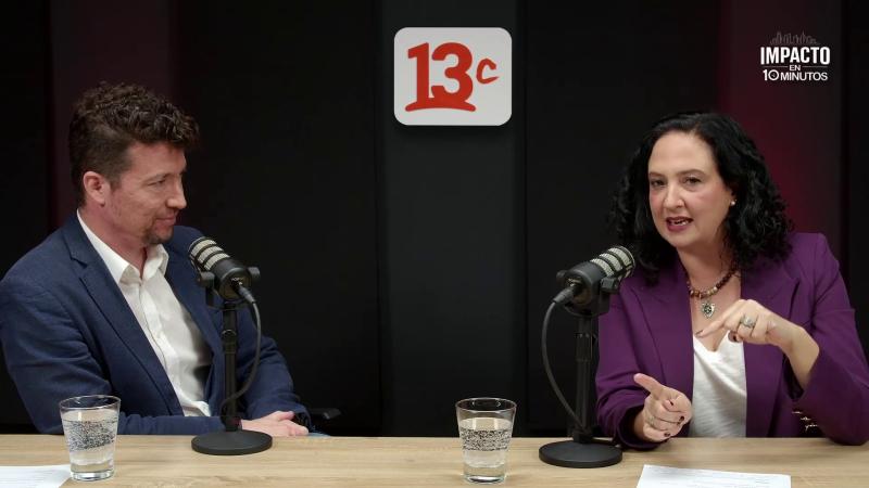 Francisco Sepúlveda, Gerente General de Caja La Araucana con Daniela Yazigi, conductora de Impacto en 10 minutos. 13C.