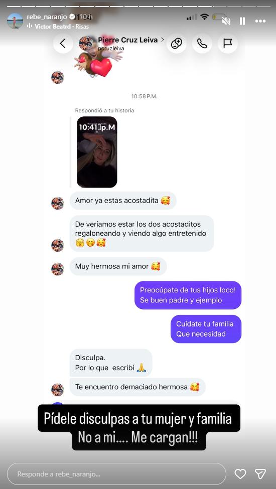 Rebeca Naranjo expone mensajes de hombre casado | Instagram