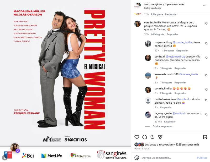 Reacciones por cambio de Carmen Zabala en el musical | Instagram