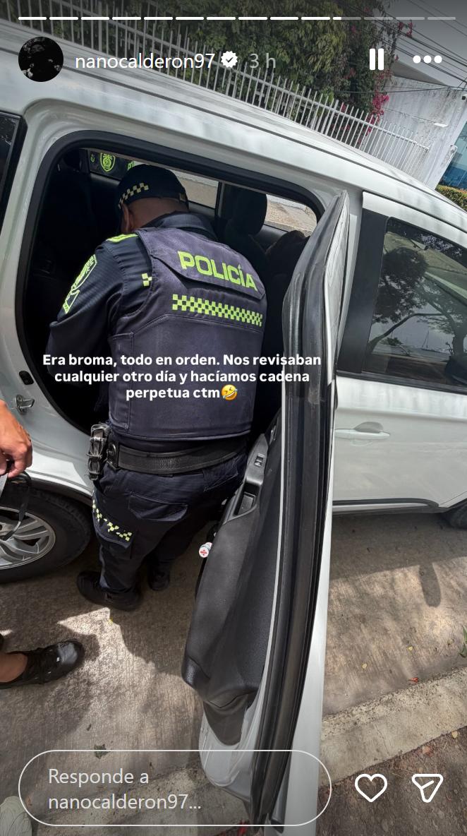 Nano Calderón junto a la policía en Colombia | Instagram