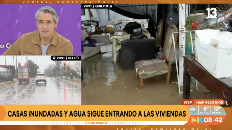 Quilpué: casas inundadas por desborde de canal.
