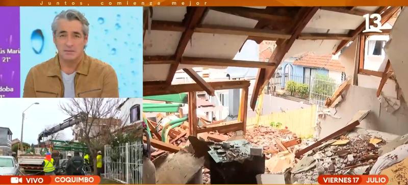 Así quedó la casa tras el desplome de la grúa en Coquimbo / Canal 13