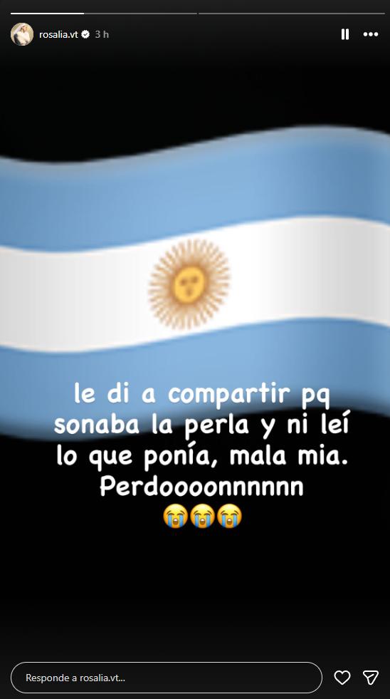 Rosalía se disculpa con sus fanáticos argentinos | Instagram
