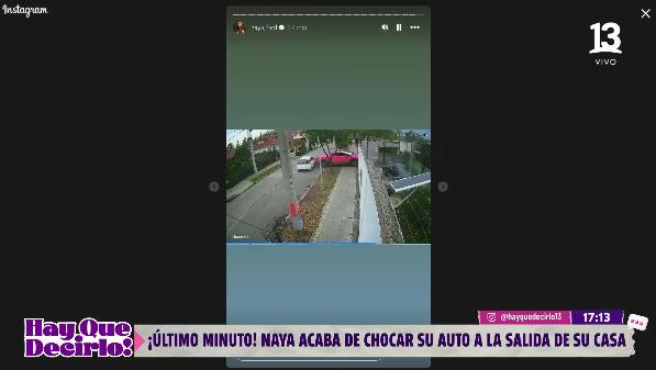 Naya Fácil chocó a otro auto con su camioneta rosada.