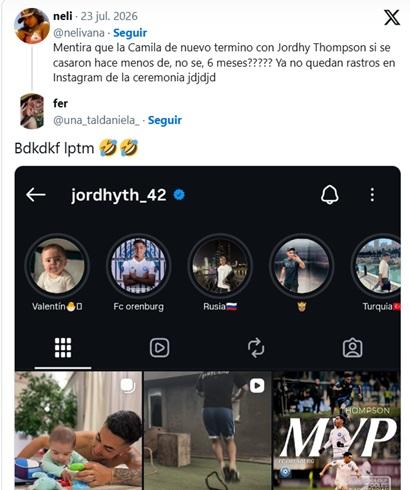 Comentarios en redes sociales por el supuesto quiebre de la pareja | X