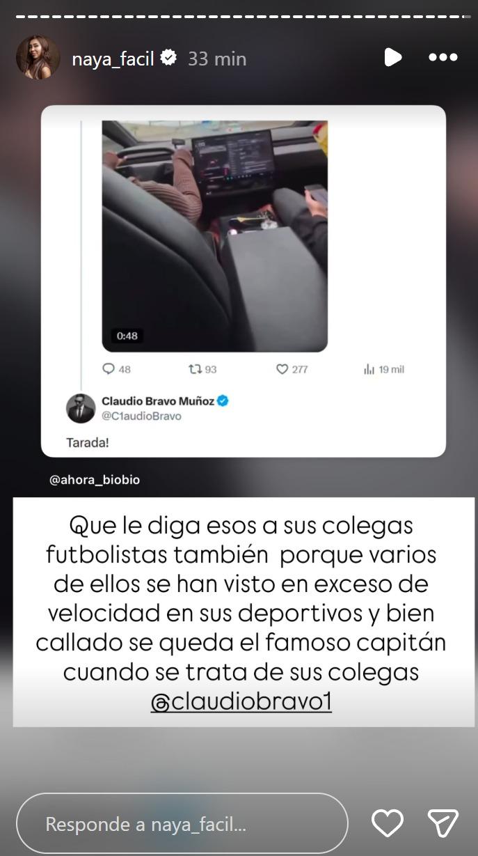 La respuesta de Naya a Claudio Bravo en Instagram