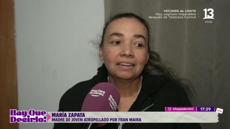 Mamá de Mayerson Zapata, joven atropellado por Fran Maira | Captura