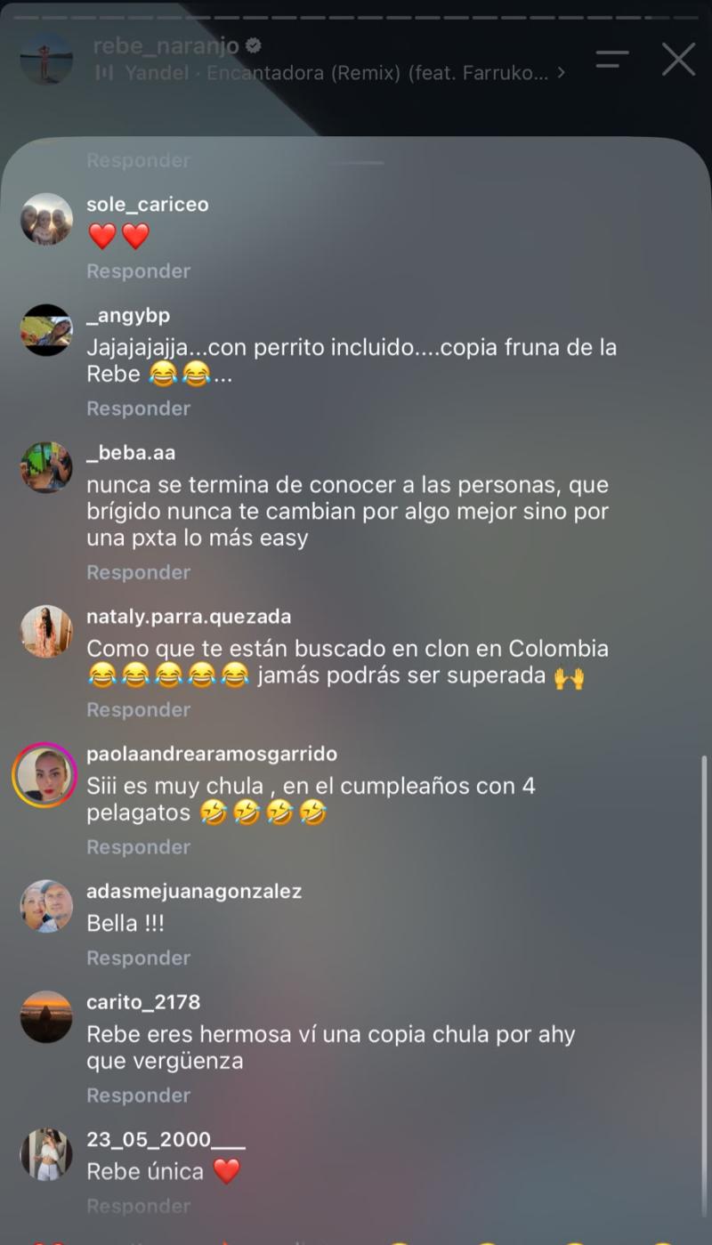 Reacciones en publicación de Rebeca Naranjo | Instagram