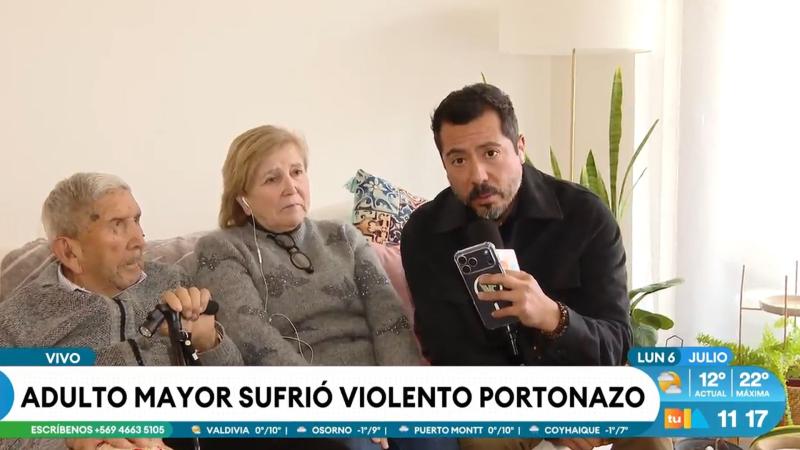Hombre de 98 años sufrió violento portonazo en Santiago