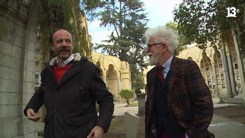 Tomás Domínguez y Federico Sánchez en el Cementerio General. 13C.