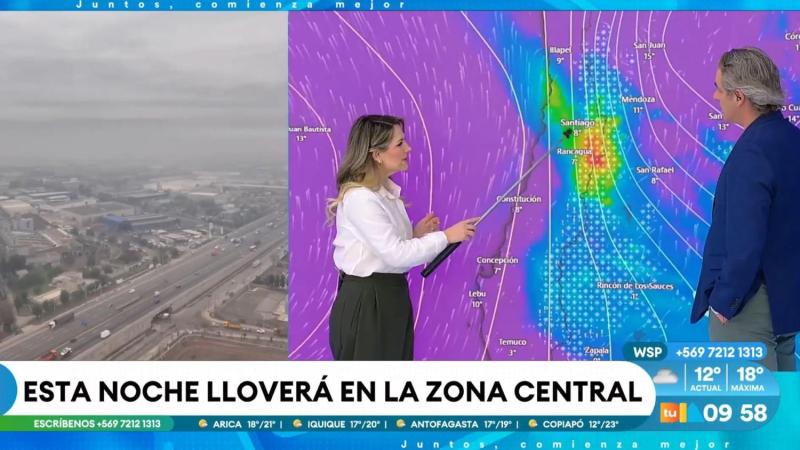 Michelle Adam pronostica a qué hora comienza a precipitar en la Región Metropolitana