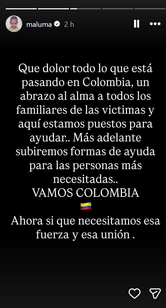 Maluma por terremoto en Colombia | Instagram