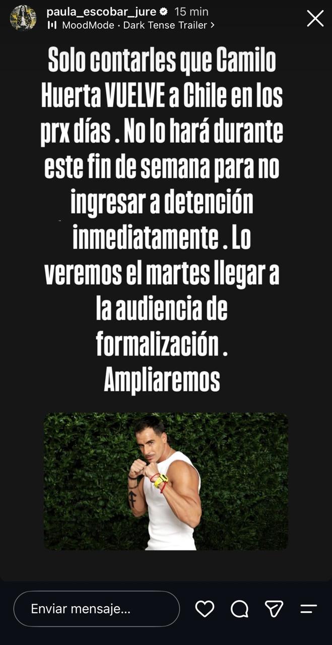 Paula Escobar sobre regreso de Camilo Huerta - Instagram