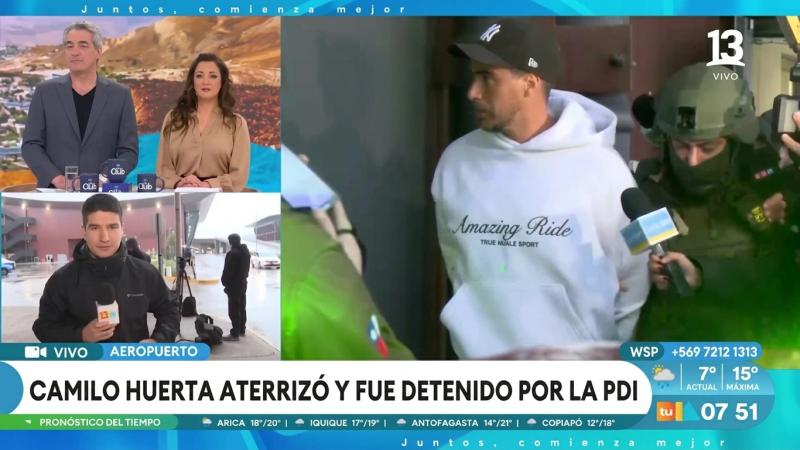 Detienen a Camilo Huerta en el aeropuerto de Santiago | Captura